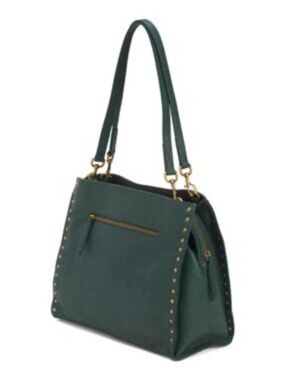 AMERICAN LEATHER CO. Leather Lenox Studded Triple Entry Satchel